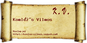 Komlós Vilmos névjegykártya